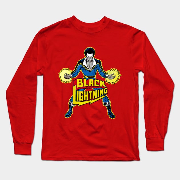 Black Lightning Long Sleeve T-Shirt by Pop Fan Shop
